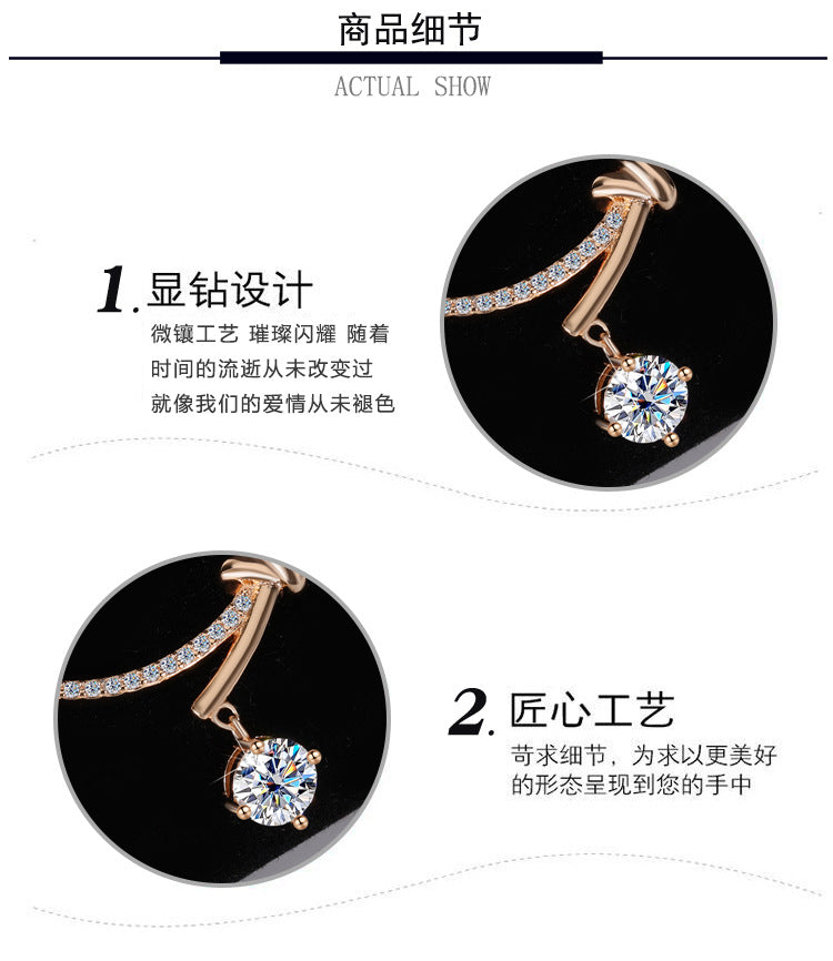 Amazon S925Silver Bowknot Smiley Moissanite Pendant Light Luxury High-end Feel Foreign Trade Collarbone Chain Factory Wholesale
