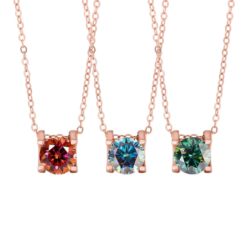 s925Sterling Silver Colorful Moissanite Diamond Bull Head Necklace for Women Classic Pendant Women's Fashion Hot Sale Clavicle Chain Wholesale