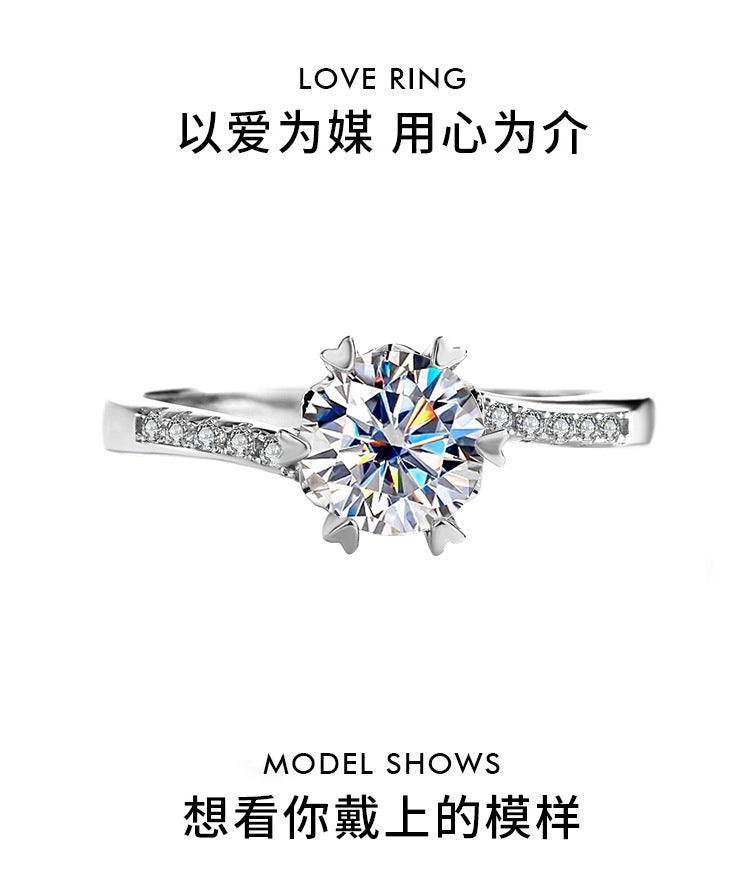 s925Sterling Silver Ring Twisted Arm Snowflake Moissanite High-end Fashion Women's Cross-border E-commerce Diamond Wholesale