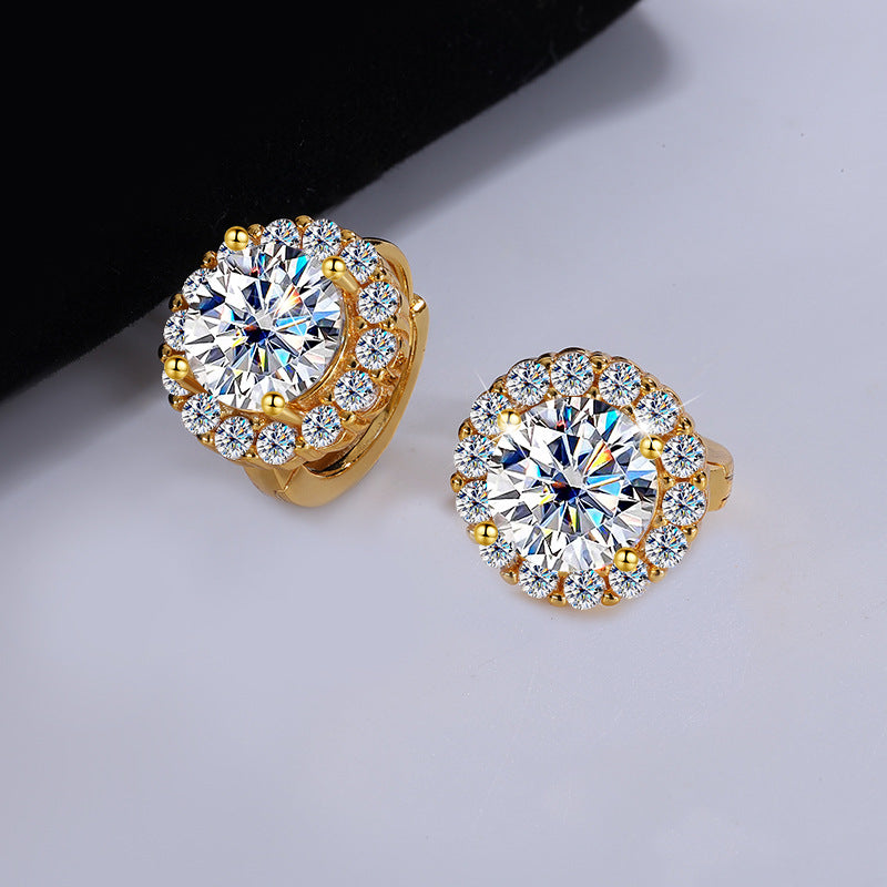 Best seller in europe and america S925Silver Moissanite Sunflower Earrings Simple Fashion Earrings Moissanite Diamond Earrings Factory Wholesale