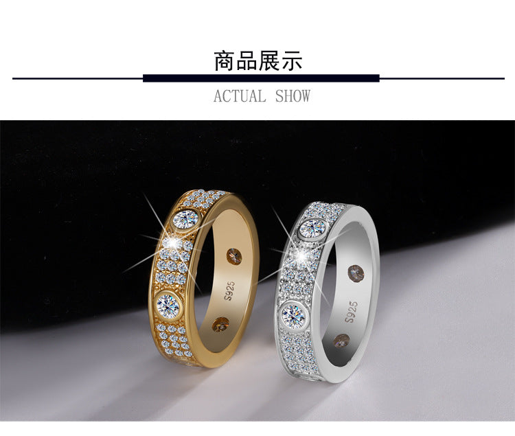Exclusive for cross-border S925Pure Silver Moissanite Ring for Women Full Diamond Row Ring Full Moissanite High-end Exquisite Women's Ring Wholesale