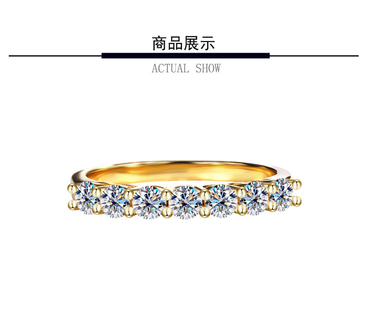 Moissanite Couple Rings Waist Size Moissanite Row Diamond Ring Women's Layered Simple Tail Ring Couple Pure Silver Plated18K Gold