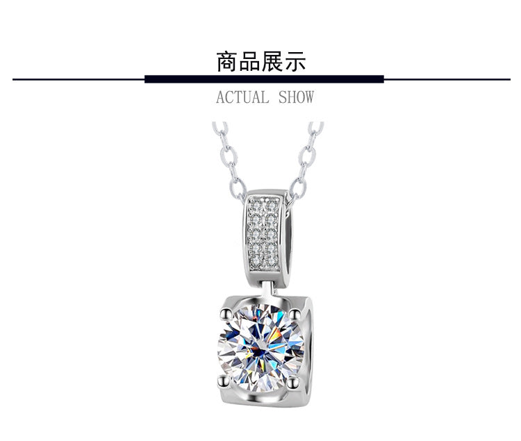 s925Sterling Silver Platinum Plated Micro Inlaid Bull Head Silver Pendant Moissanite Necklace for Women Classic Fashion Collarbone Chain Wholesale