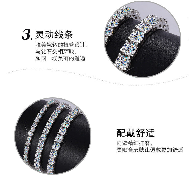 Cross-border hot sale S925Sterling Silver Moissanite Tennis Bracelet New Model Unisex Bracelet Moissanite Factory In Stock Wholesale
