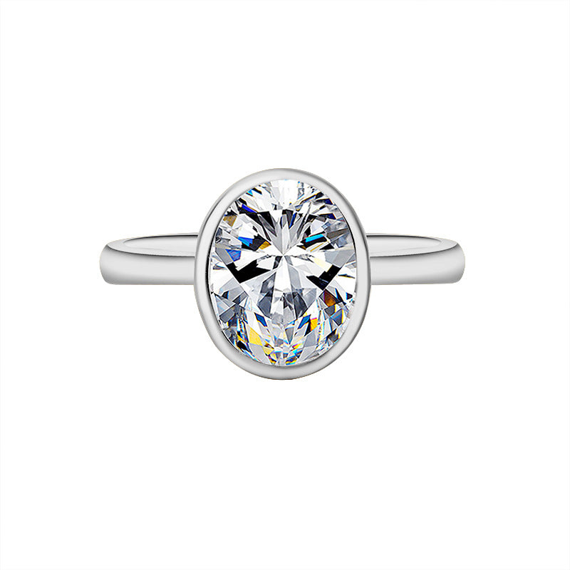 Wholesale to Europe and America S925Silver plating18k Gold Classic Oval2Carat Egg Shape Moissanite Fashion High-end Women's Ring