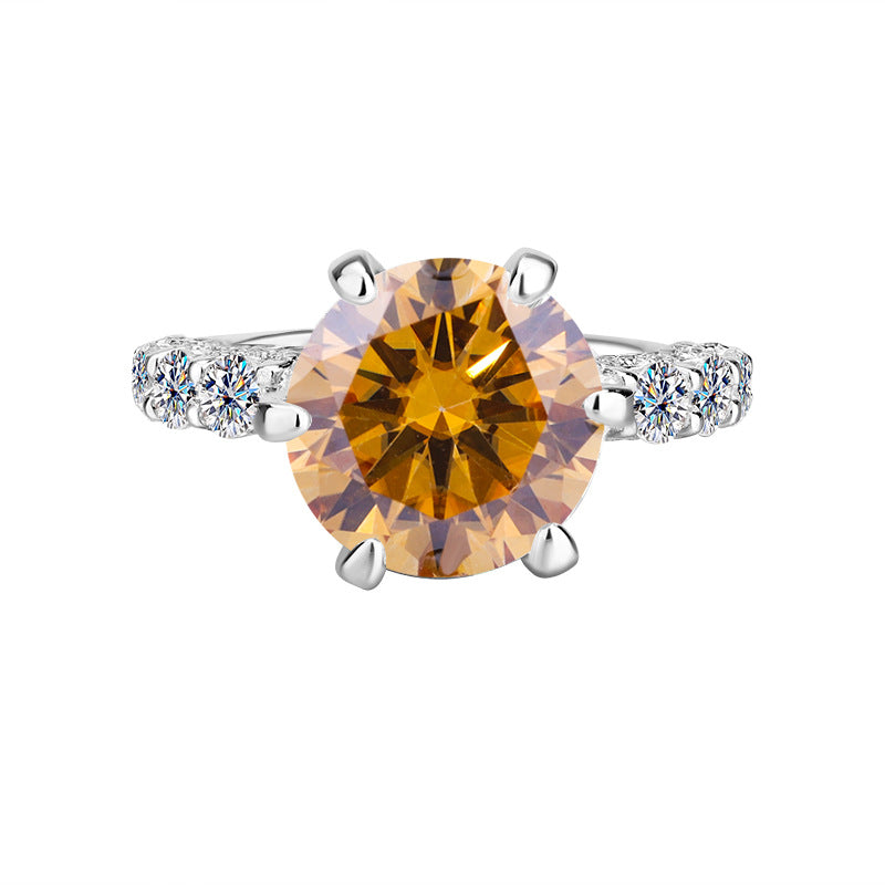 S925Silver Luxury Inlaid Moissanite White Moonlight Ring Light Luxury Exquisite Fashion High-end Goddess Style Women's Ring Factory Wholesale
