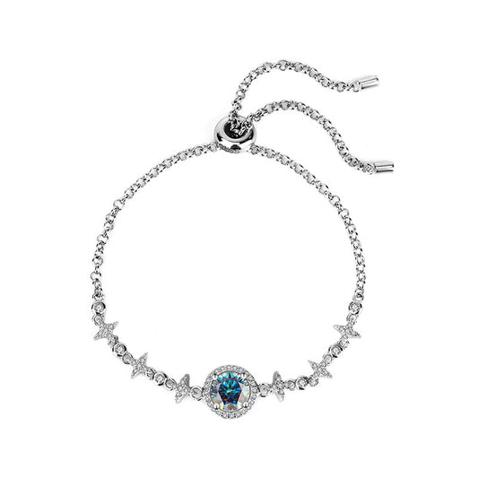 S925Sterling Silver Bracelet Moissanite Bracelet Starry Sky Round Bag Simple Fashion Women's TikTok Live Streaming Factory Direct Sale