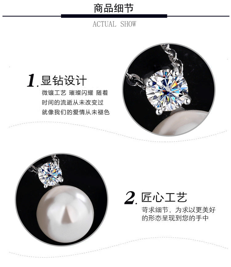 Exclusive for cross-border S925Pure Silver Classic Light Luxury Pearl Necklace Internet Celebrity Sweater Collarbone Chain Valentine's Day Qixi Festival Gift