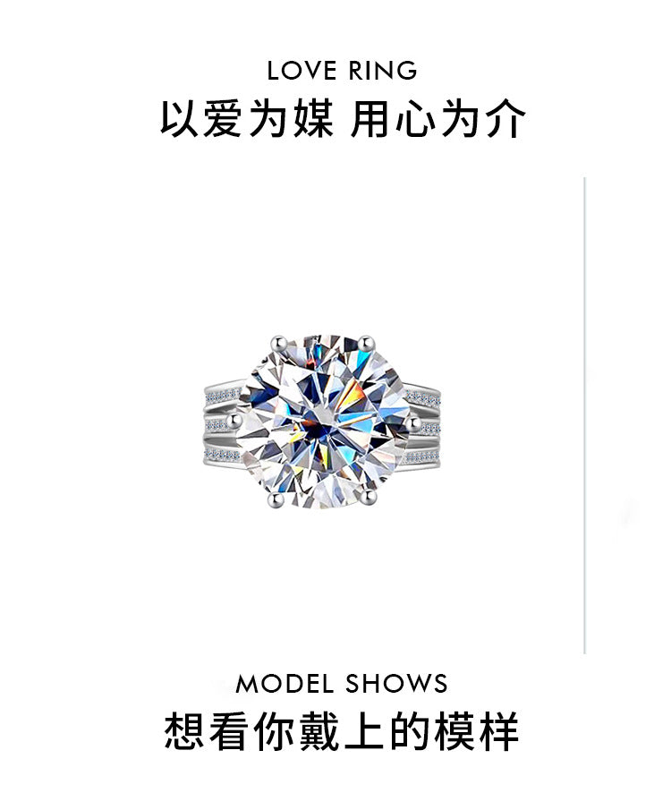 Cross-border European and American Luxury Pigeon Egg S925Silver Crescent Moon Eye Moissanite Ring High-end Ultra Sparkling Women's Ring Wholesale