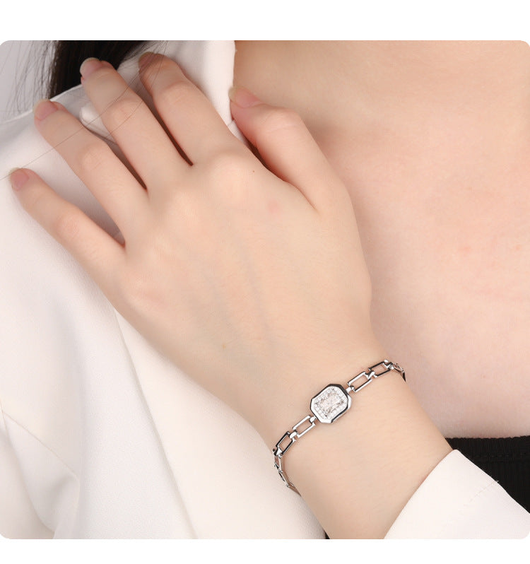 S925Sterling Silver Moissanite Geometric Bracelet 1Carat Irregular Moissanite Bracelet for Women, Light Luxury, Exquisite, Simple, Fashionable