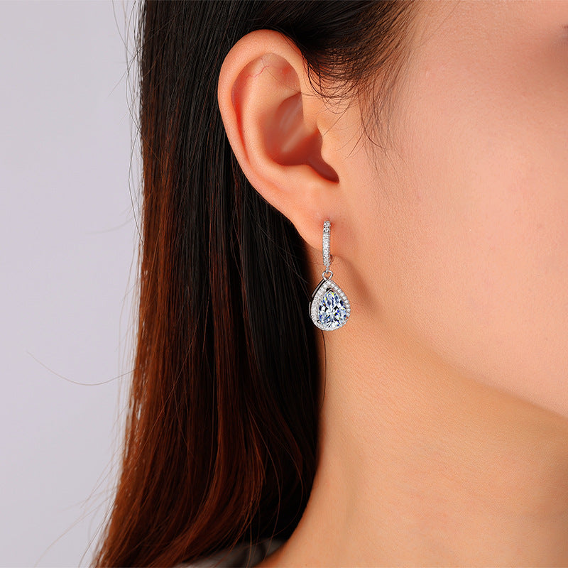 Cross-border wholesale Moissanite Earrings S925Sterling Silver Earrings Classic Premium Water Drop Pear Shape Earrings Moissanite Stud Earrings