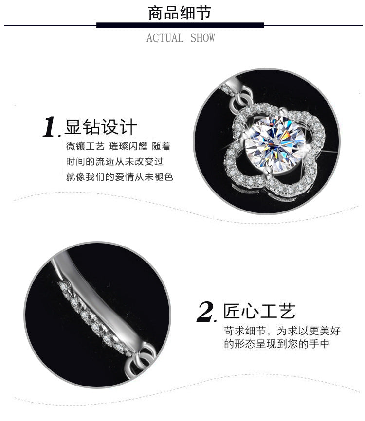 Cross-Border S925Sterling Silver Moissanite Four-Leaf Clover Ear Hooks Xiaohongshu Earrings Cluster Full Diamond Elegant Simple Women's Ear Jewelry