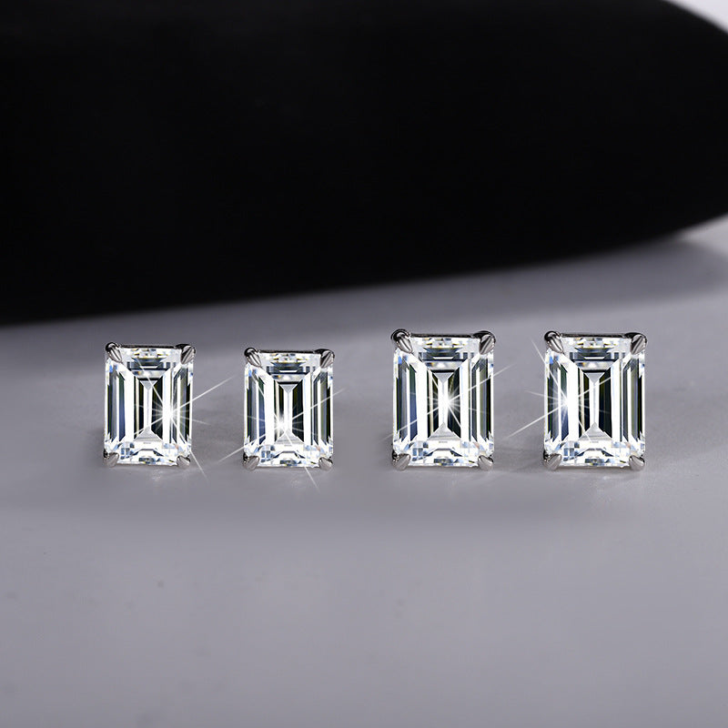 Cross-border hot selling S925Sterling Silver Earrings for Women Simple Elegant Earrings Irregular Moissanite Cut Moissanite Stud Earrings