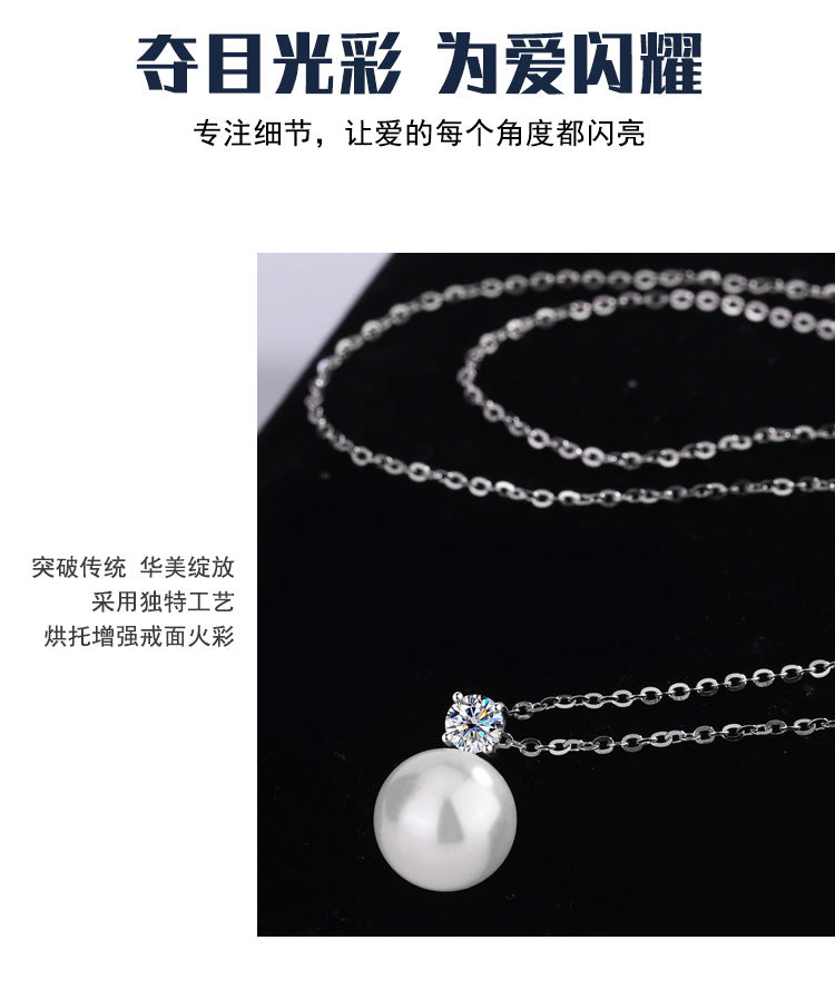 Exclusive for cross-border S925Pure Silver Classic Light Luxury Pearl Necklace Internet Celebrity Sweater Collarbone Chain Valentine's Day Qixi Festival Gift