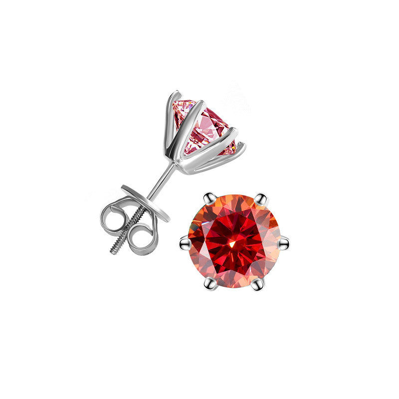 s925Silver Six-Claw Earrings for Men and Women, Threaded Earrings, Moissanite Earrings, Tiger Claw Earrings, Platinum-Plated Moissanite Earrings