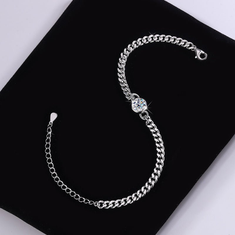 Exclusive for cross-border S925Sterling Silver Moissanite Bubble Bracelet Moissanite Light Luxury Fashion Simple Chain Factory Wholesale