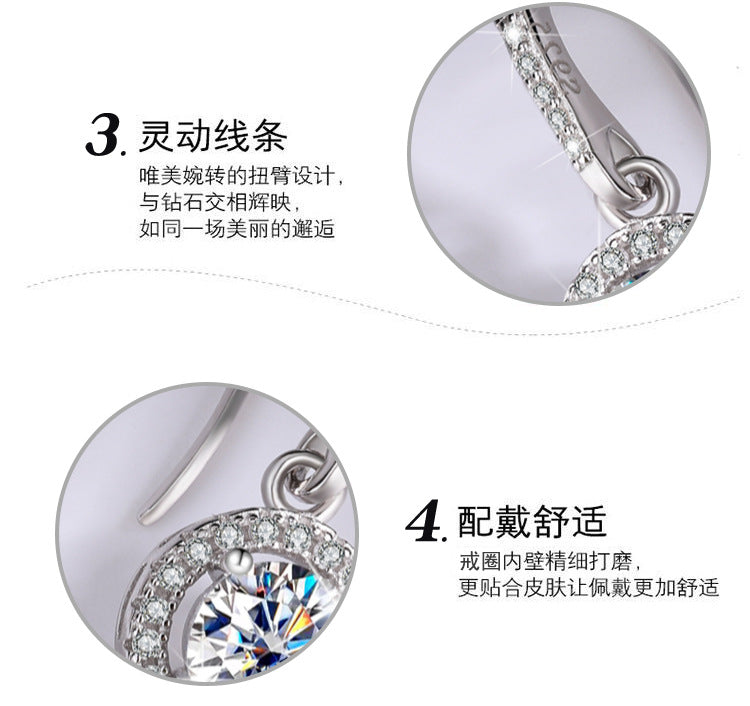 Cross-Border S925Silver Moissanite Luxury Round Stone Silver Ear Hook Source Factory Accessories Jewelry Wholesale Live Handmade