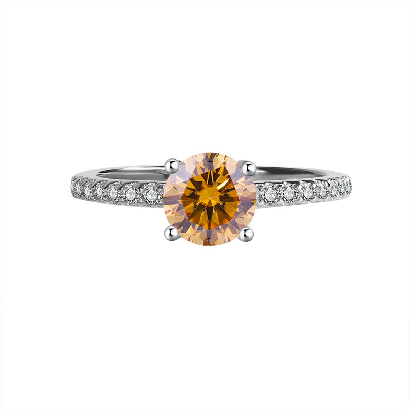 Exclusive for cross-border S925Silver Simple Four-Prong Moissanite High-End Fashion Birthday Gift Wedding Ring Factory Wholesale