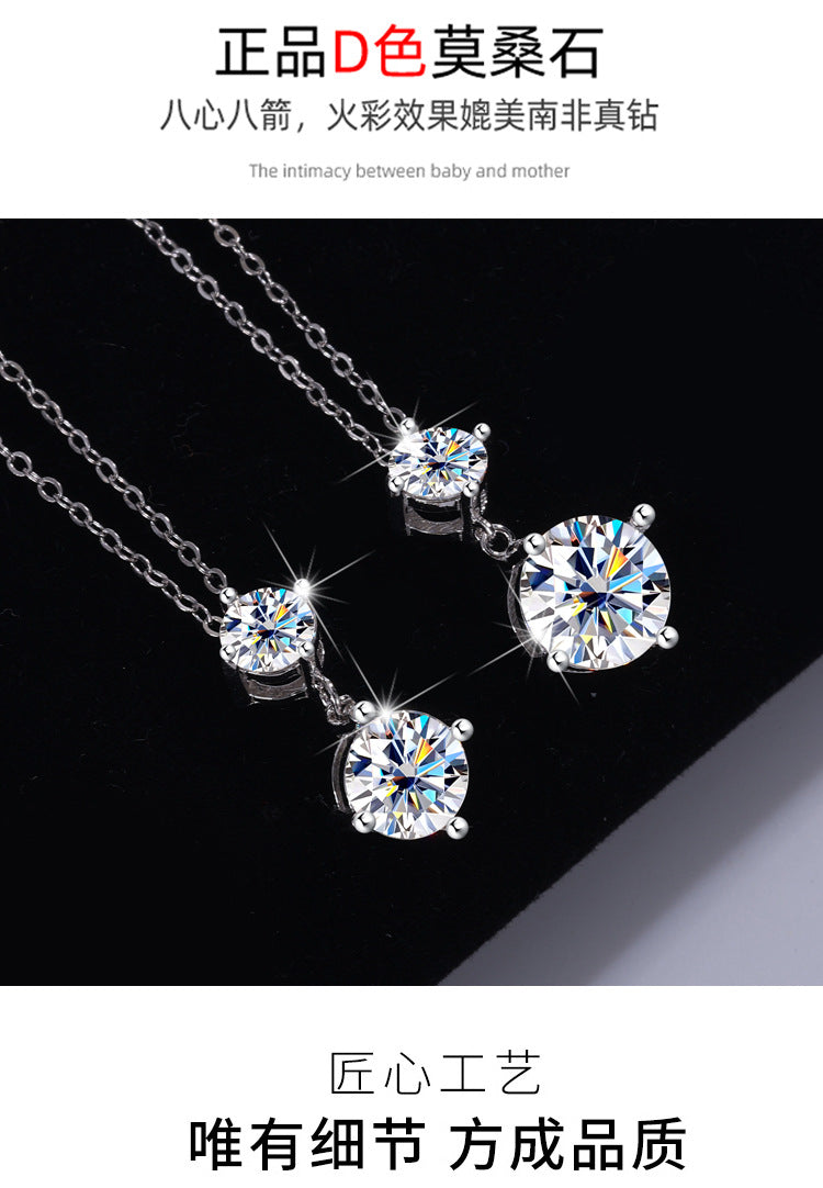 Cross-border Wholesale Direct Sales S925Sterling Silver Moissanite Gourd Necklace for Women Fashion Simple Pendant High-end Clavicle Chain
