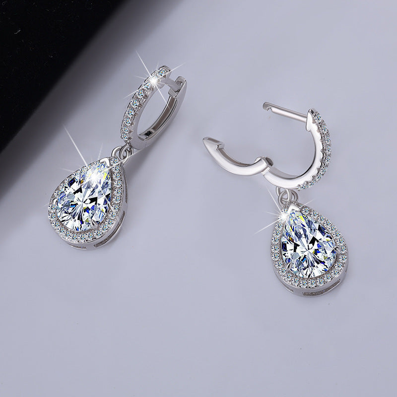 Cross-border wholesale Moissanite Earrings S925Sterling Silver Earrings Classic Premium Water Drop Pear Shape Earrings Moissanite Stud Earrings