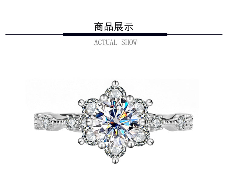 S925Sterling Silver Ring Genuine Moissanite Diamond Starlight Girl Couple Rings Wedding Proposal Gift for Girlfriend