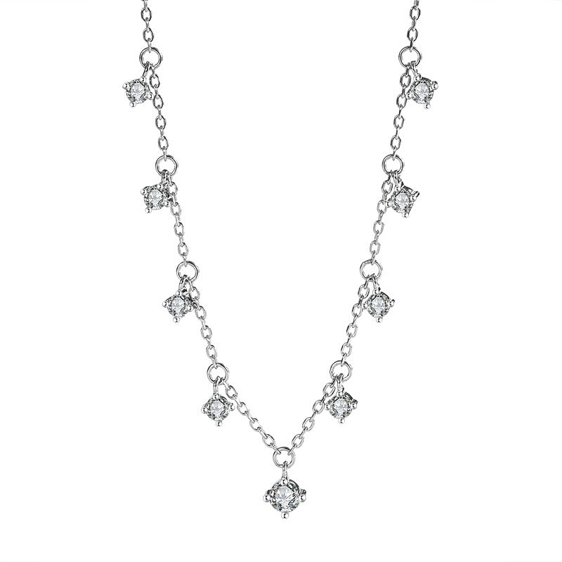 Cross-border Sparkling Moissanite Graff Collarbone Chain s925Sterling Silver1.1Carat Necklace Women's Light Luxury Fashion Accessories
