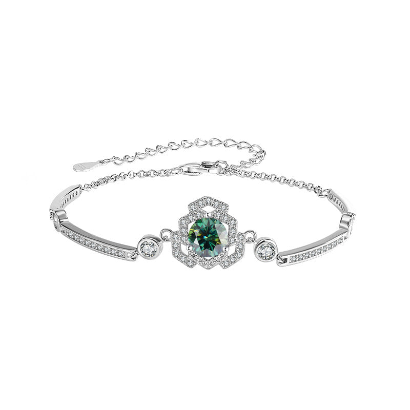 S925Silver Moissanite Rose Bracelet Moissanite Camellia Simple Style TikTok Kuaishou Live Streaming Factory Direct Sale