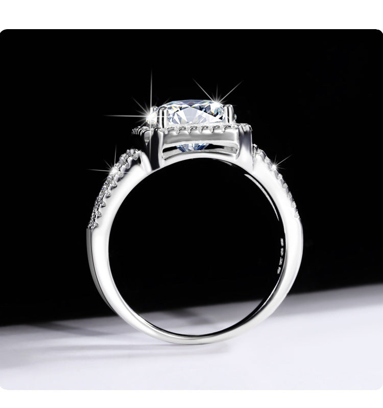 Exclusive for cross-border S925Silver Luxury Square Bag Colorful Moissanite Ring for Women Pure Silver White Gold Diamond Simulated Diamond Wholesale