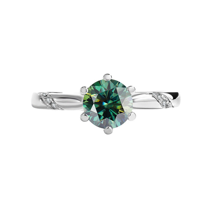 S925Moissanite Ring Psychic Six-Claw Wedding Proposal Pure Silver Ring Moissanite Open Female Direct Manufacturer Sale