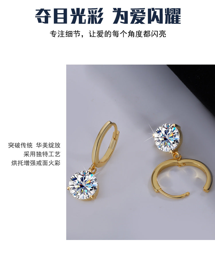 Best seller in europe and america S925Sterling Silver Three-Claw Earrings Moissanite Fashion Simple Earrings Moissanite Studs Factory Wholesale