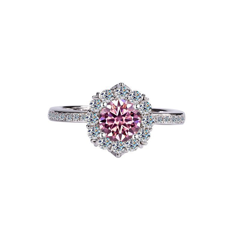 S925Silver Moissanite Galaxy Diamond Ring for Women, Platinum Plated, Proposal, Wedding, Princess, Radiant Star Diamond Ring Wholesale