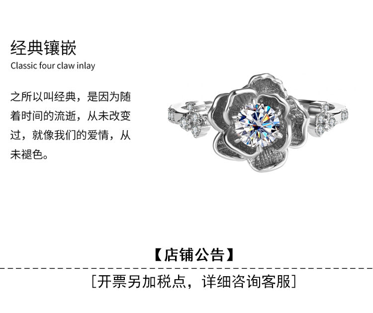 Exclusive for cross-border S925Sterling Silver D Moissanite Water Lily Ring for Women Hot Sale Classic Wedding Live Streaming Wholesale