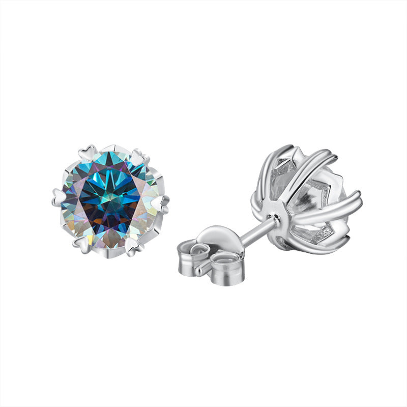 Cross-border hot selling S925Silver Genuine Moissanite Snowflake Earrings Elegant Simple Moissanite Ear Jewelry Factory Wholesale