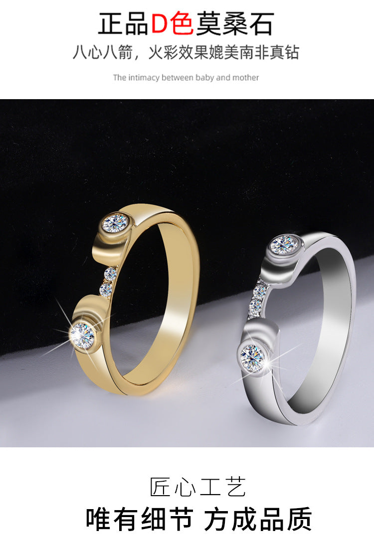 Cross-border hot selling S925Sterling Silver Cupid Moissanite Ring for Women Moissanite Women's Ring Wedding Band Factory Wholesale