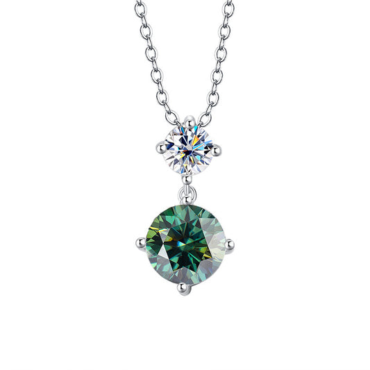 Cross-border Wholesale Direct Sales S925Sterling Silver Moissanite Gourd Necklace for Women Fashion Simple Pendant High-end Clavicle Chain