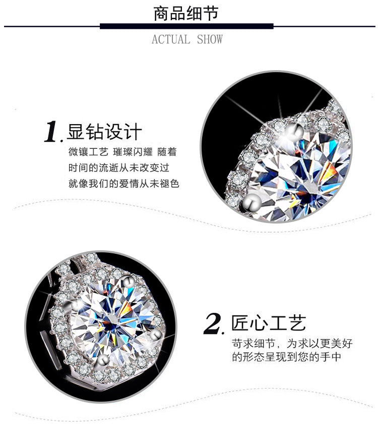 s925Sterling Silver1Clamoissanite Pendant Necklace Silver Pendant Women's Style T Home Square Diamond Pendant Jewelry Live Wholesale