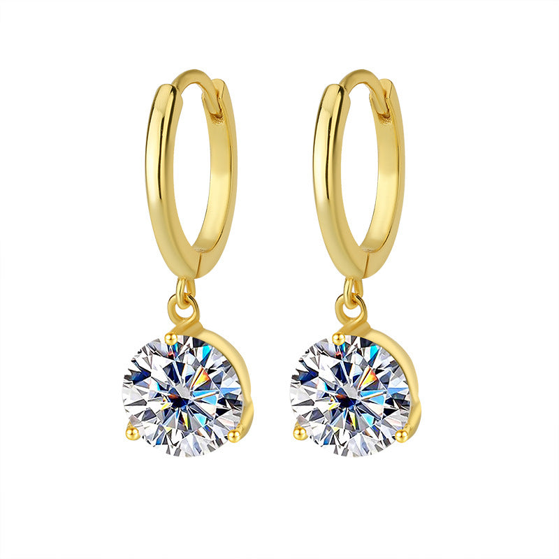 Best seller in europe and america S925Sterling Silver Three-Claw Earrings Moissanite Fashion Simple Earrings Moissanite Studs Factory Wholesale
