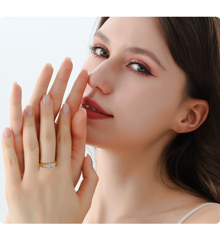 Best seller in europe and america S925Sterling Silver Moissanite Horse Eye Ring Simple Fashion High-end Classic Women's Ring Factory Wholesale