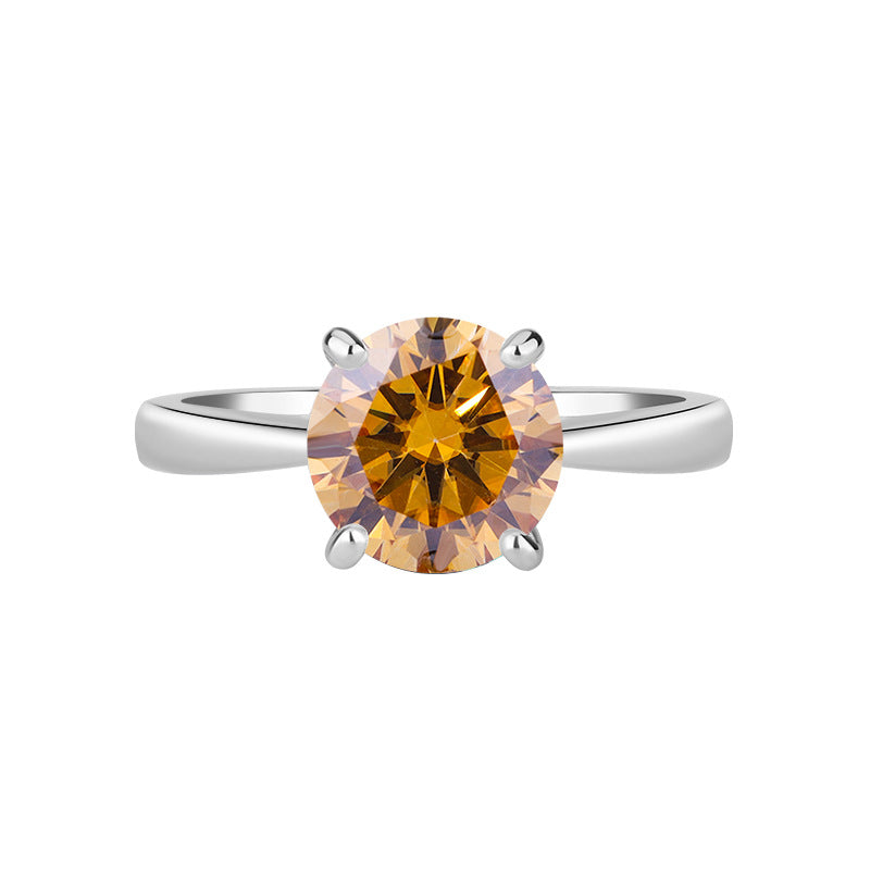 S925Sterling Silver Ring Classic Four-Prong Moissanite Ring Women's Crown Proposal Ring Wholesale