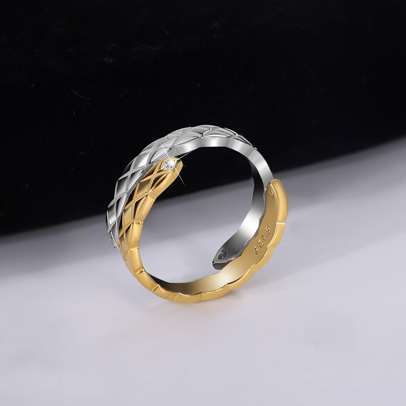Cross-border new arrival S925Sterling Silver Cross Diamond Inlaid Moissanite Ring Double Layer with Diamonds Couple Rings Factory Wholesale