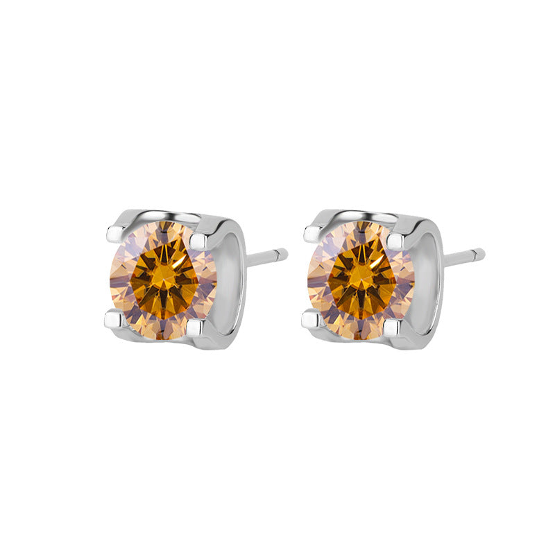 s925Genuine Moissanite Bull Head Earrings1Carat Temperament Simple Moissanite Gift Earrings Live Streaming Source