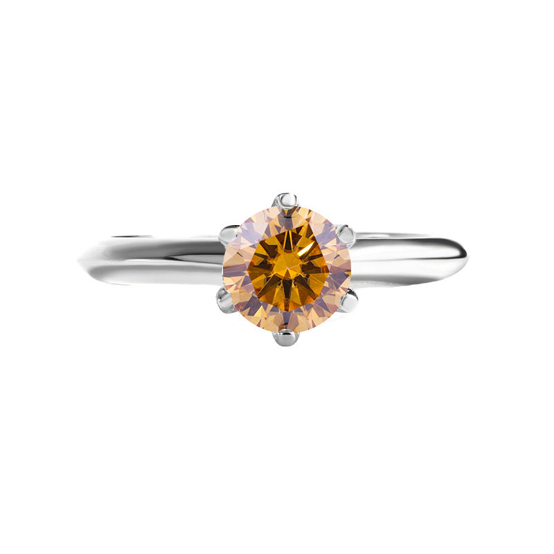 S925Sterling Silver Ring T Six-Prong Moissanite Ring for Women Classic Six-Prong Crown Proposal Ring Wholesale