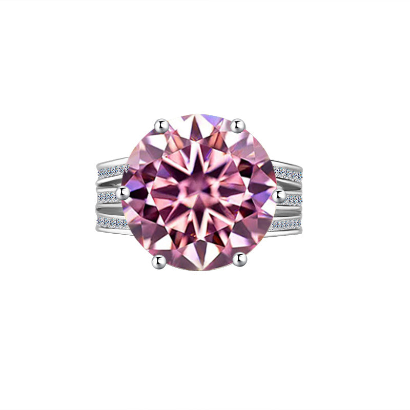 Cross-border European and American Luxury Pigeon Egg S925Silver Crescent Moon Eye Moissanite Ring High-end Ultra Sparkling Women's Ring Wholesale