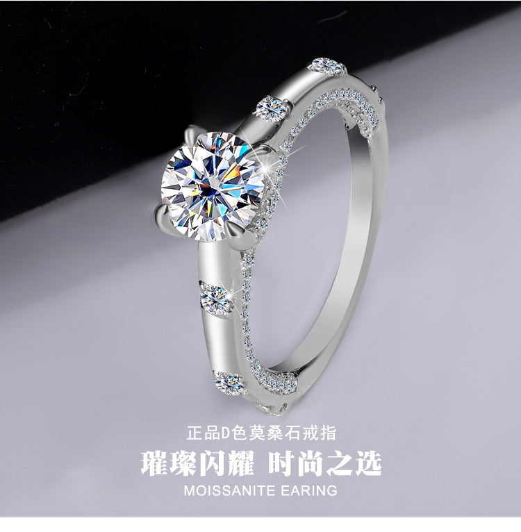 Exclusive for cross-border S925Pure Silver Moissanite Sun Never Sets Women's Diamond Ring Fashion Light Luxury Style Women's Wedding Ring Wholesale