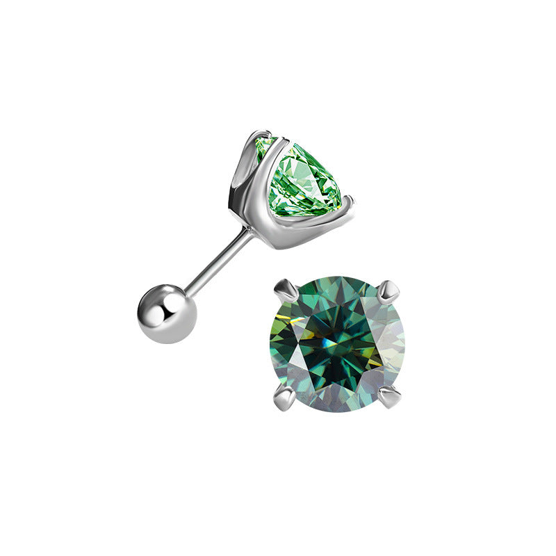 Cross-Border925Silver Moissanite Earrings Four Prong Screw Earrings 50Points1Carat 2Carat Fashion Simple Earrings