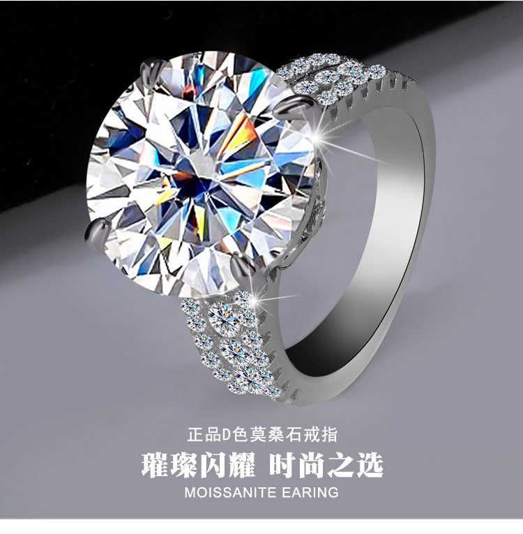 Cross-Border S925Sterling Silver Bow Pigeon Egg10Clamoissanite Ring Luxury Super Flash Women's Ring Factory Wholesale