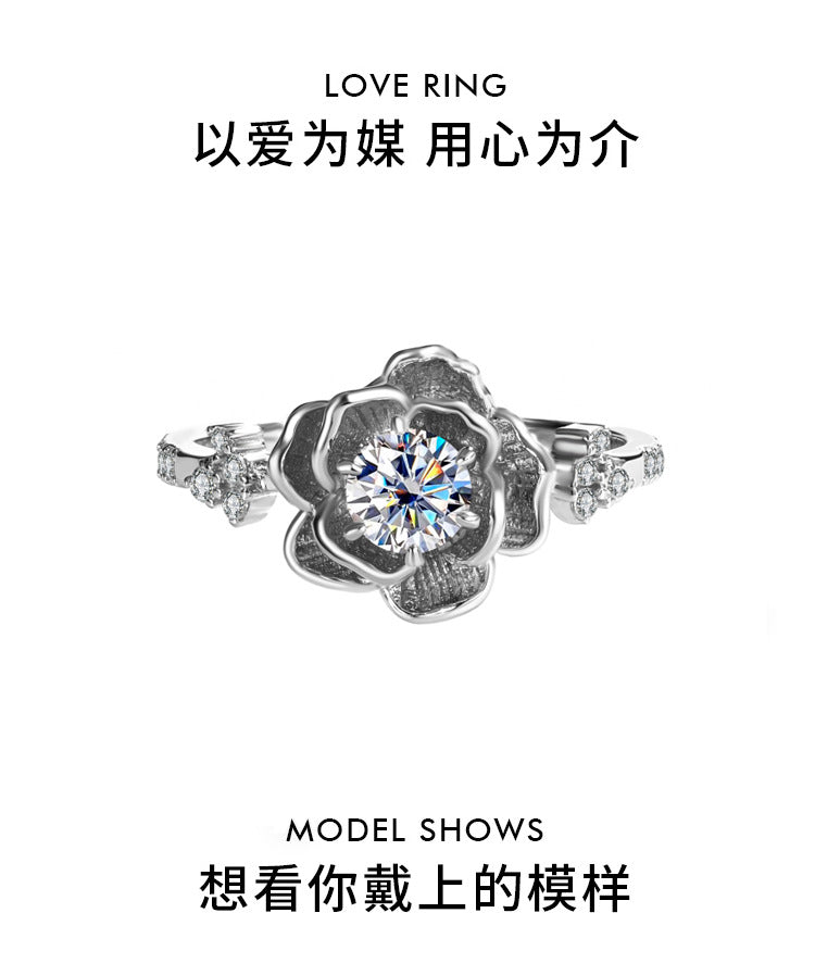 Exclusive for cross-border S925Sterling Silver D Moissanite Water Lily Ring for Women Hot Sale Classic Wedding Live Streaming Wholesale