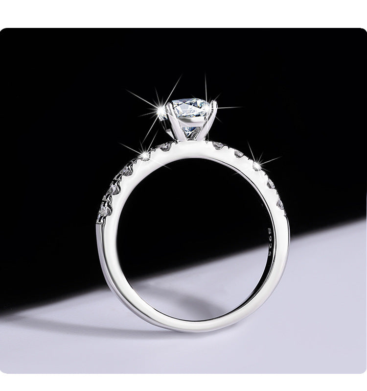Exclusive for cross-border S925Sterling Silver Moissanite Luxury Four-Claw Couple Rings Wedding Birthday Gift Rings for Girlfriend