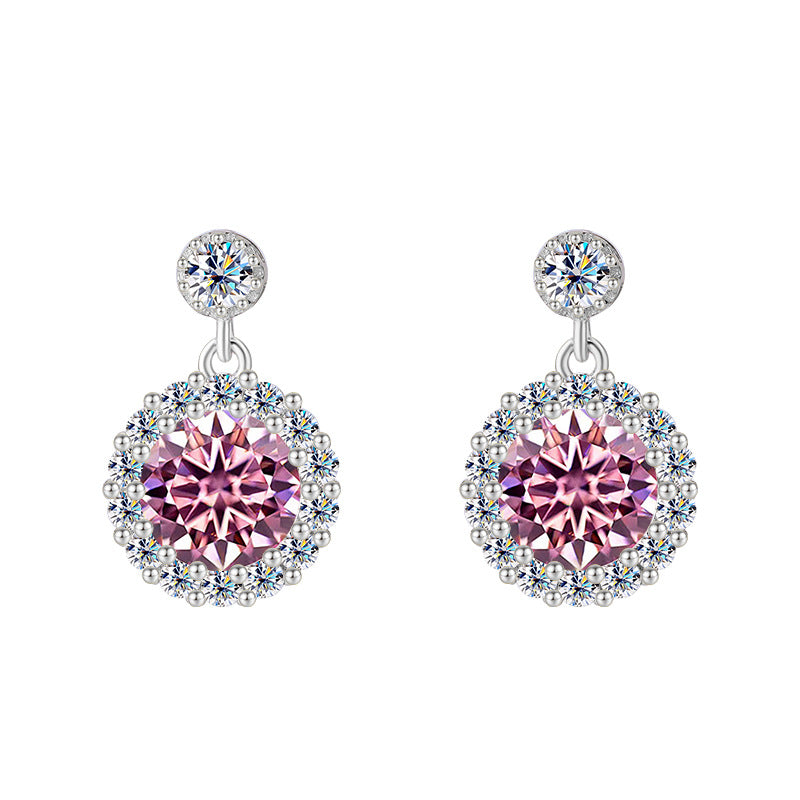 Cross-Border Direct Sales S925Sterling Silver Moissanite Round Stud Earrings Simple Elegant High-end Earrings Moissanite Jewelry Wholesale