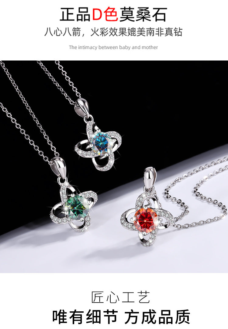 s925Pure Silver Niche Light Luxury Lucky Clover Silver Pendant Moissanite Necklace for Women Classic Fashion Collarbone Chain Wholesale
